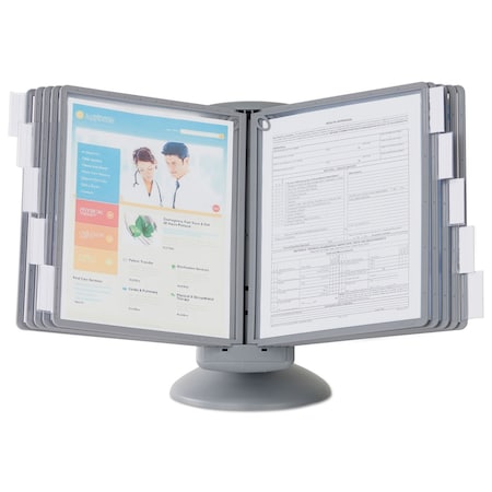 Durable Office Products SHERPA Motion Desk Reference System, 10 Panels, Gray Borders 5539-37